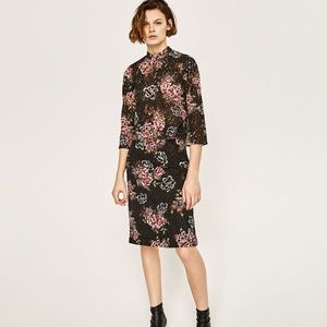 ZARA floral print lace skirt, Medium, NWT